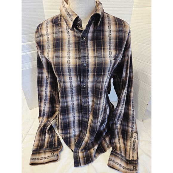 Dakota Grizzly Woman XL Long Sleeve Button Up Cotton Brown Plaid Western Fall - Picture 1 of 9